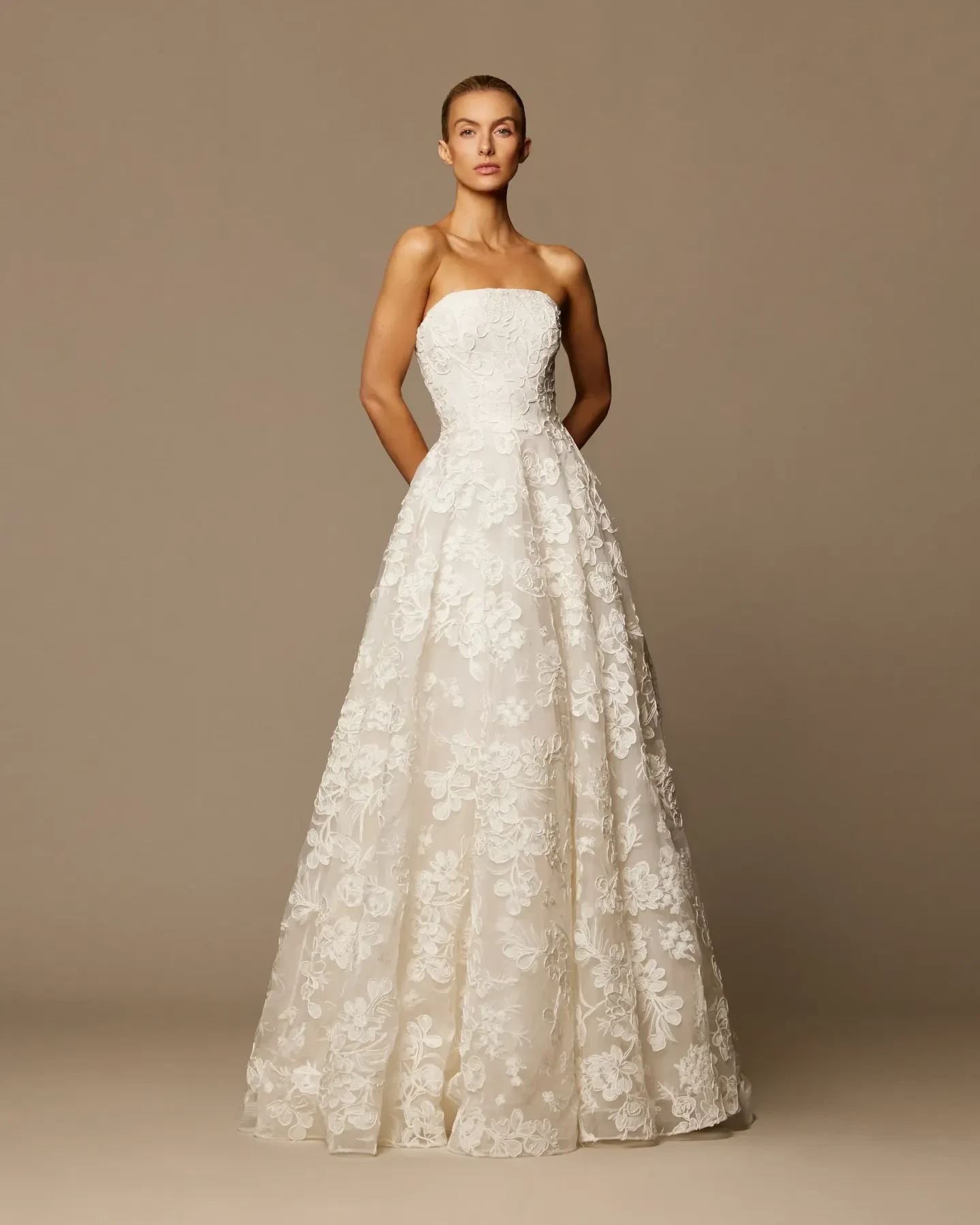 Model wearing a dress by Naeem Khan